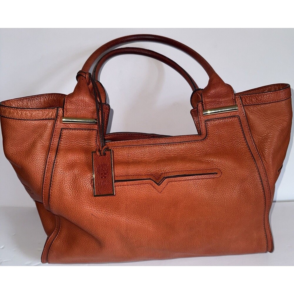 Vince Camuto Billy Tote Rust Orange Pebbled Leather Shoulder Bag Large Purse